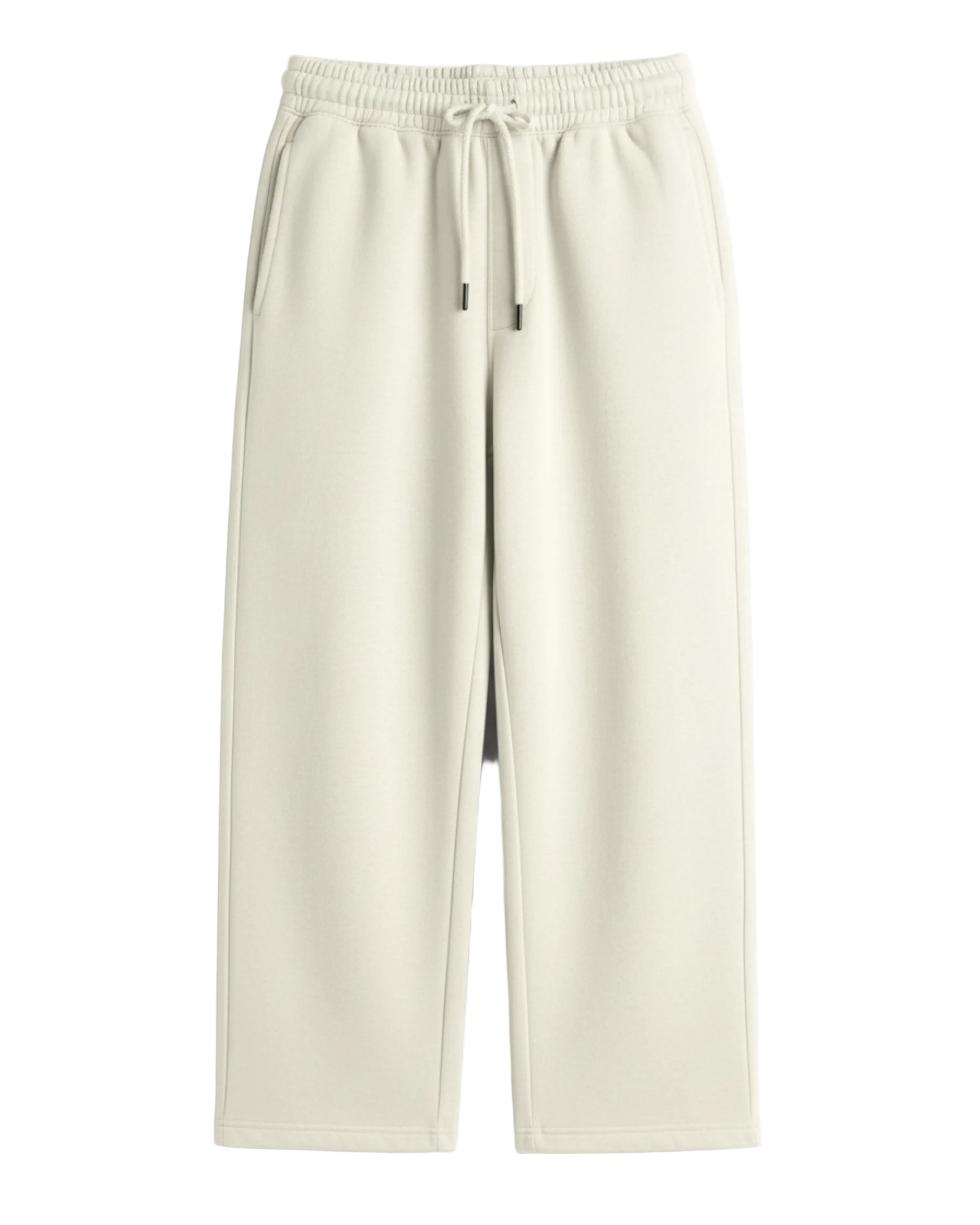 Beige wide-leg pants with a drawstring on a light gray background