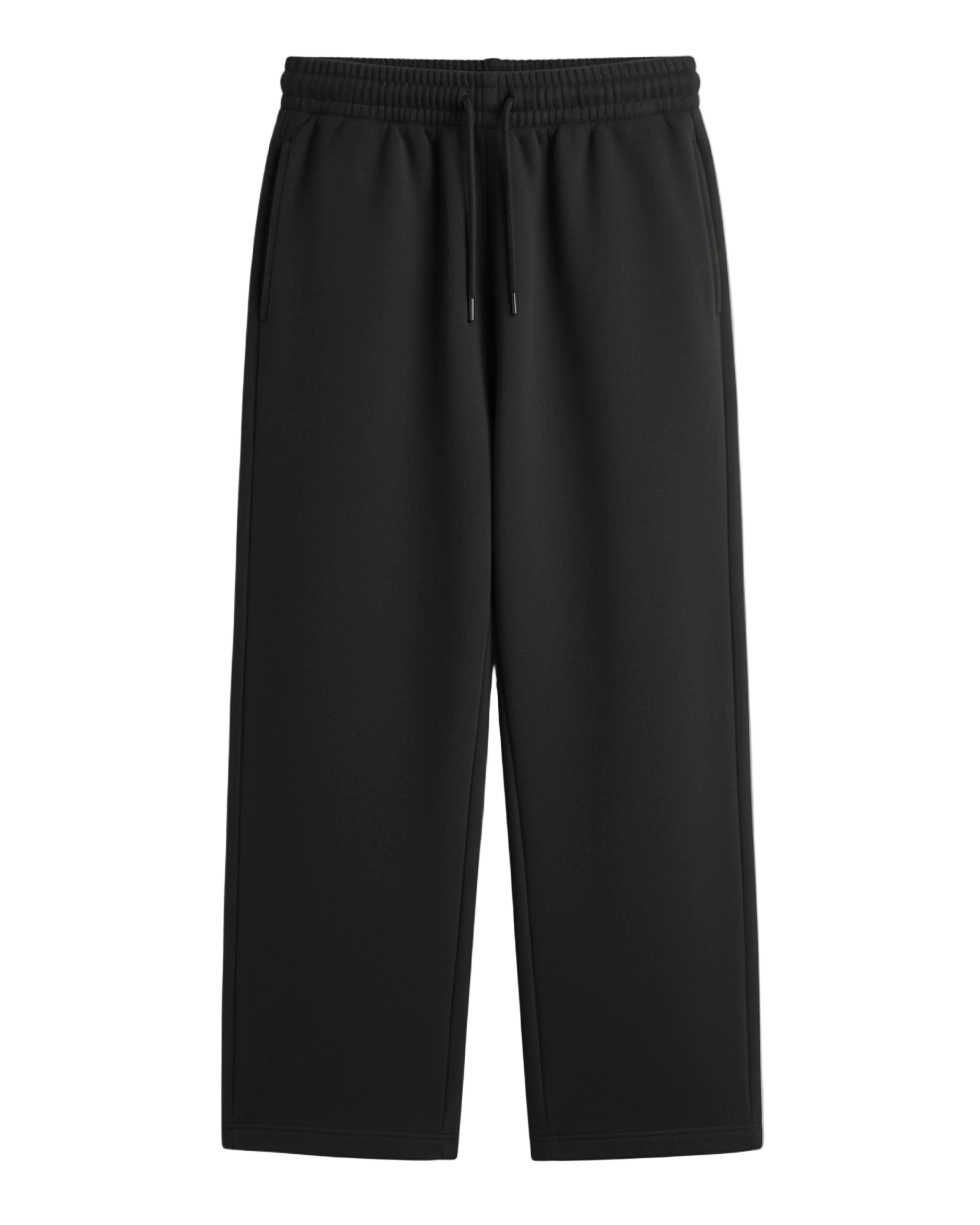 Black pants on a light gray background